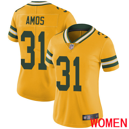 Green Bay Packers Limited Gold Women #31 Amos Adrian Jersey Nike NFL Rush Vapor Untouchable->women nfl jersey->Women Jersey